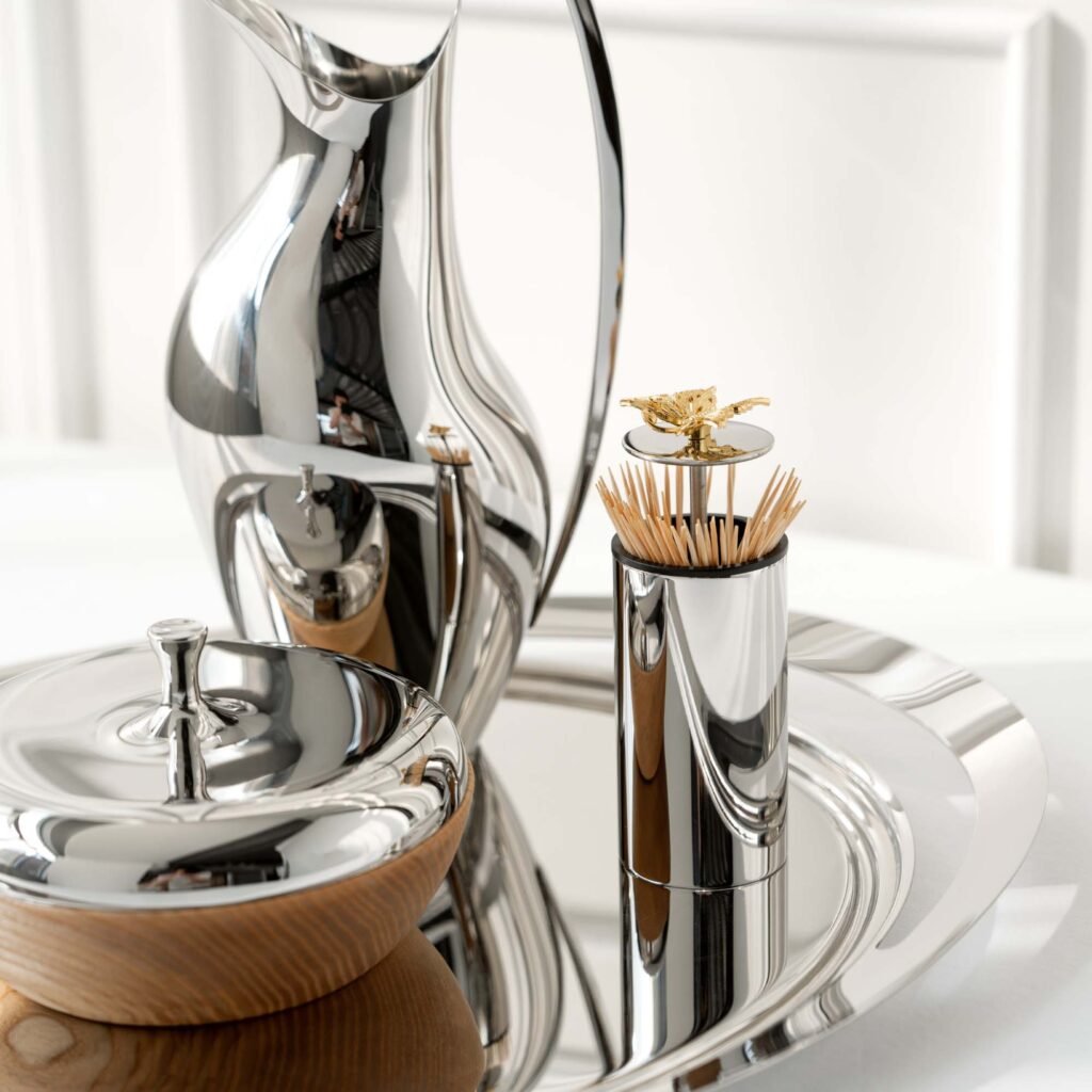 10 10 Steel Rose Toothpick Holder - Luxury Mirror Polished Stainless Steel Floral Sculpture by Apexerahomelife.