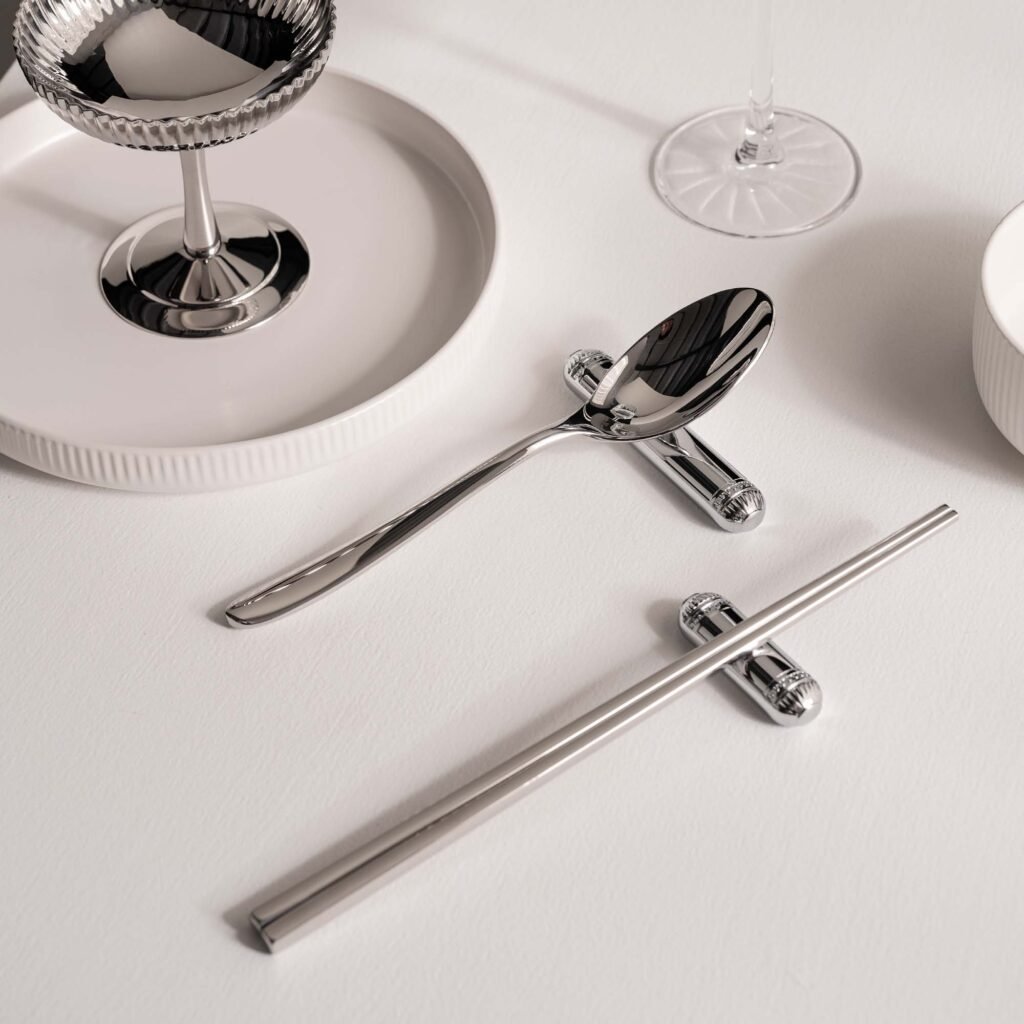 101 8 1 Steel Flatware Rest for Elegant Dining - Luxury Mirror Polished Stainless Steel Chopstick Holder by Apexerahomelife.