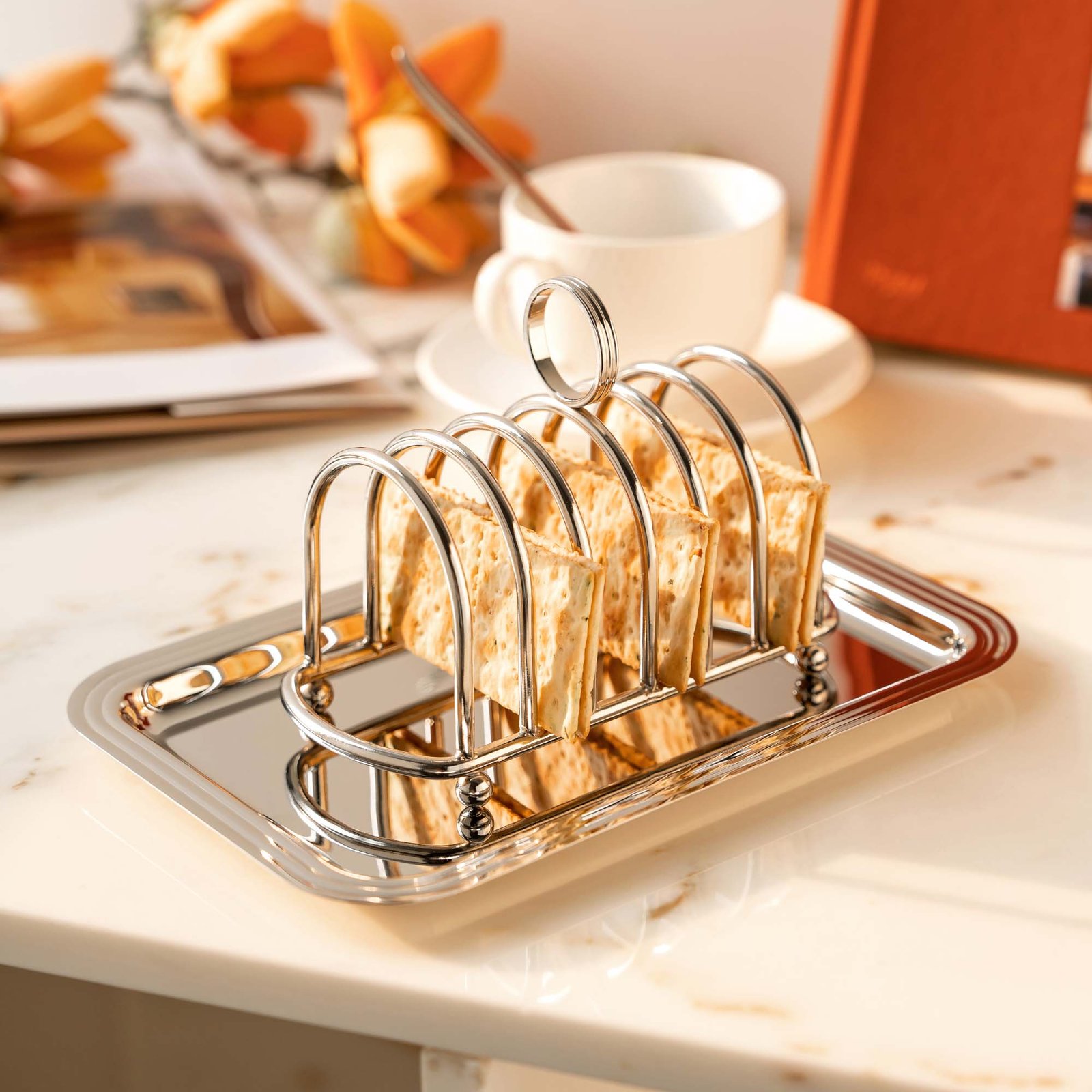 Nordic creative stainless steel dessert toast rack, light luxury afternoon tea creative home decoration item - Image 6