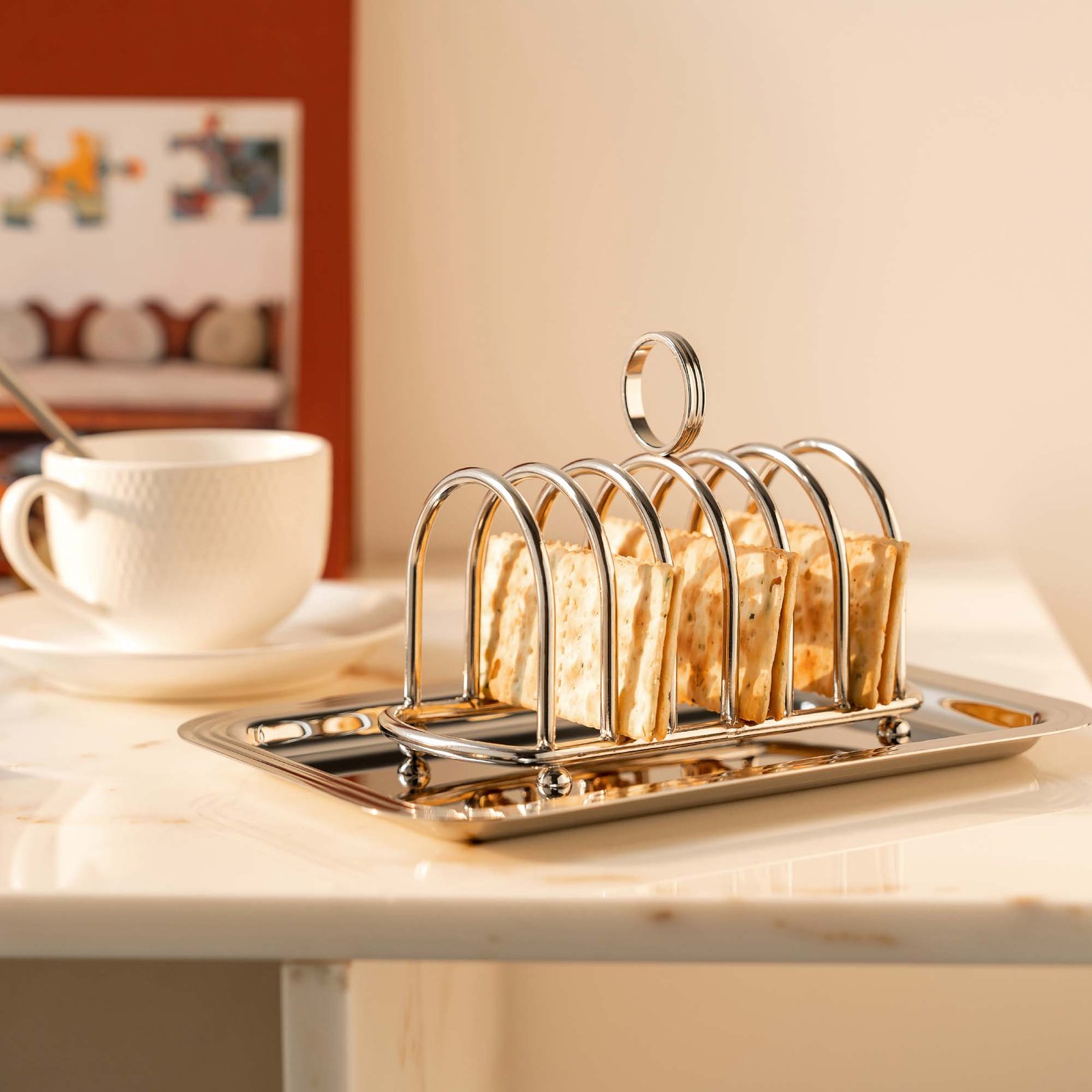 Nordic creative stainless steel dessert toast rack, light luxury afternoon tea creative home decoration item - Image 8