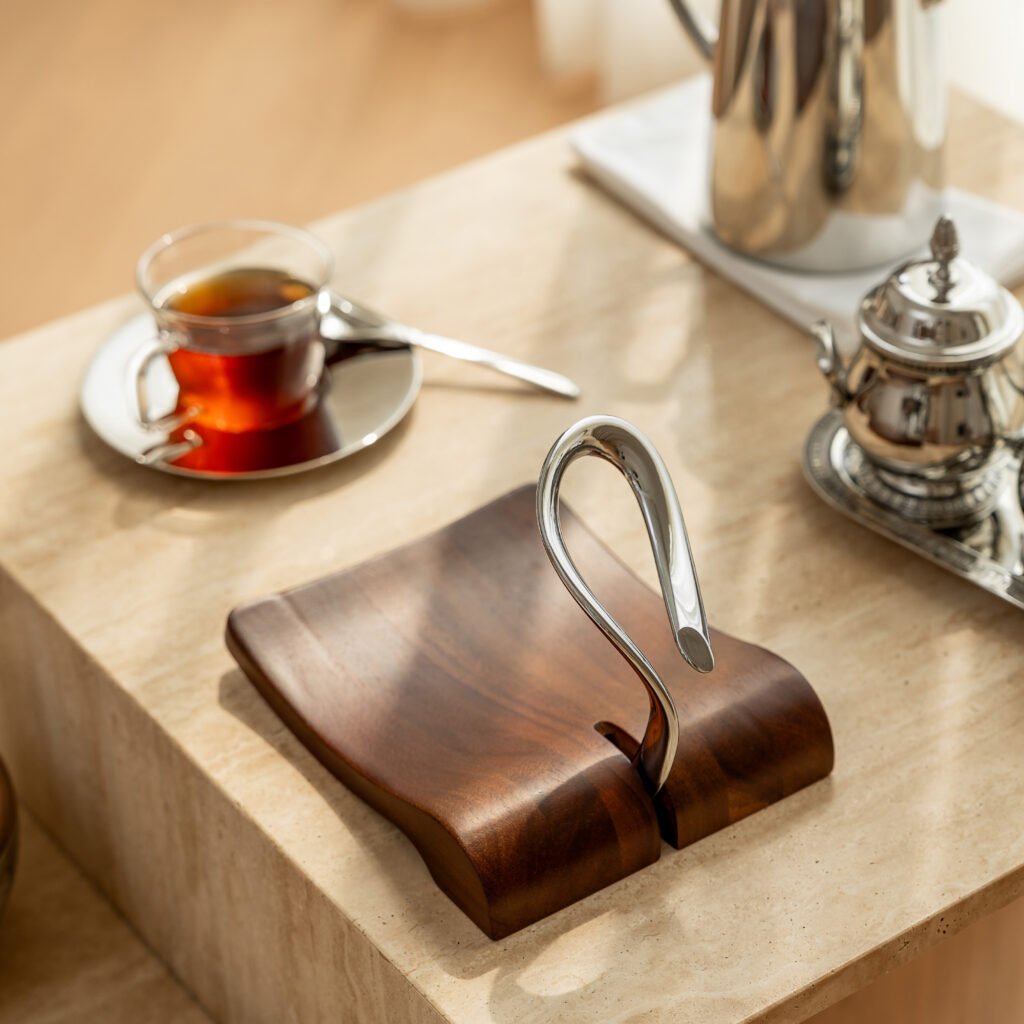 11 1 1 Steel Napkin Tray with Weighted Arm - Premium Mirror Polished Stainless Steel Horizontal Server by Apexerahomelife.