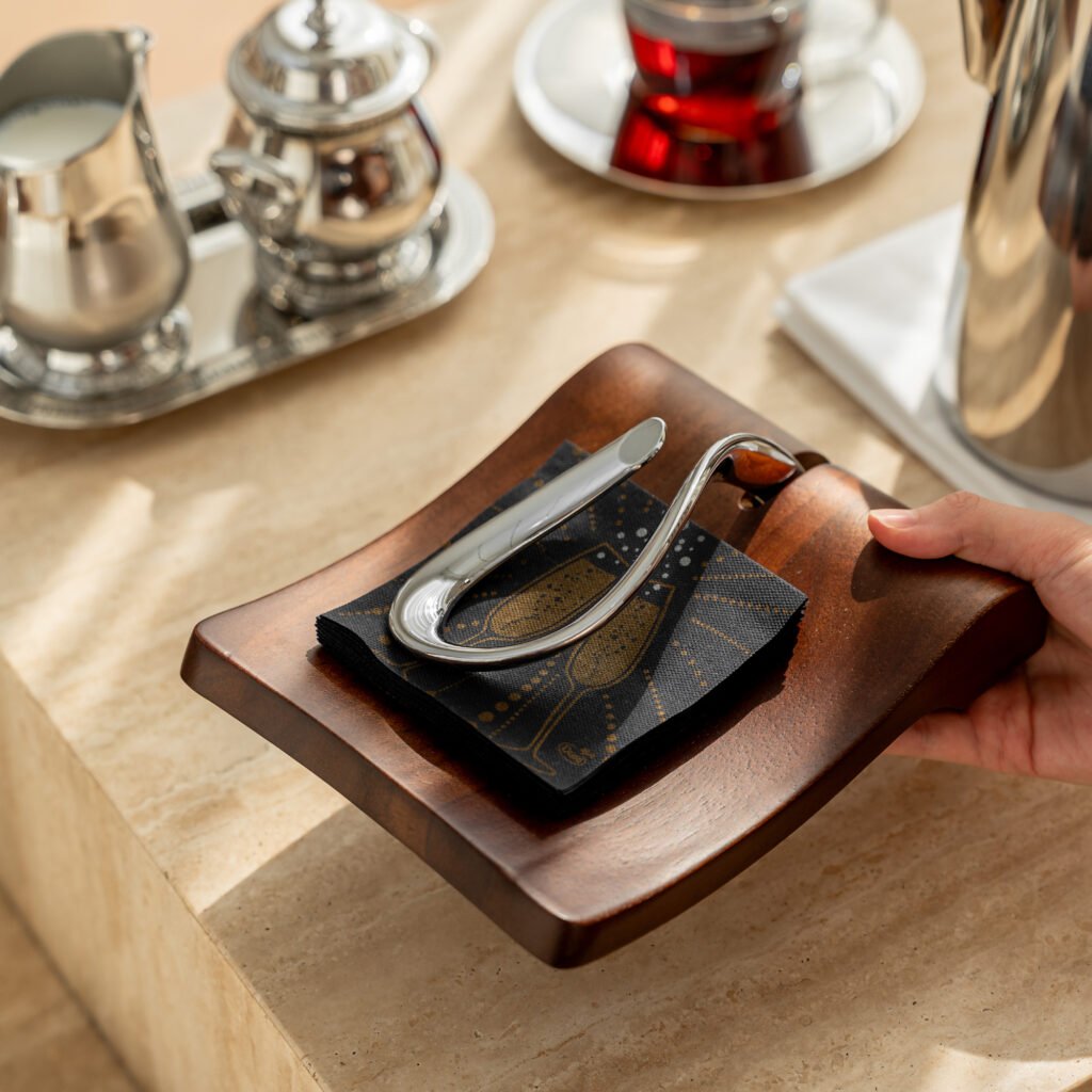 11 5 1 Steel Napkin Tray with Weighted Arm - Premium Mirror Polished Stainless Steel Horizontal Server by Apexerahomelife.