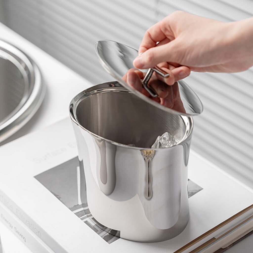 11 8 Steel Ice Suite for Luxury Entertaining - Premium Mirror Polished Stainless Steel Large Cooler and Double Wall Ice Bucket by Apexerahomelife.