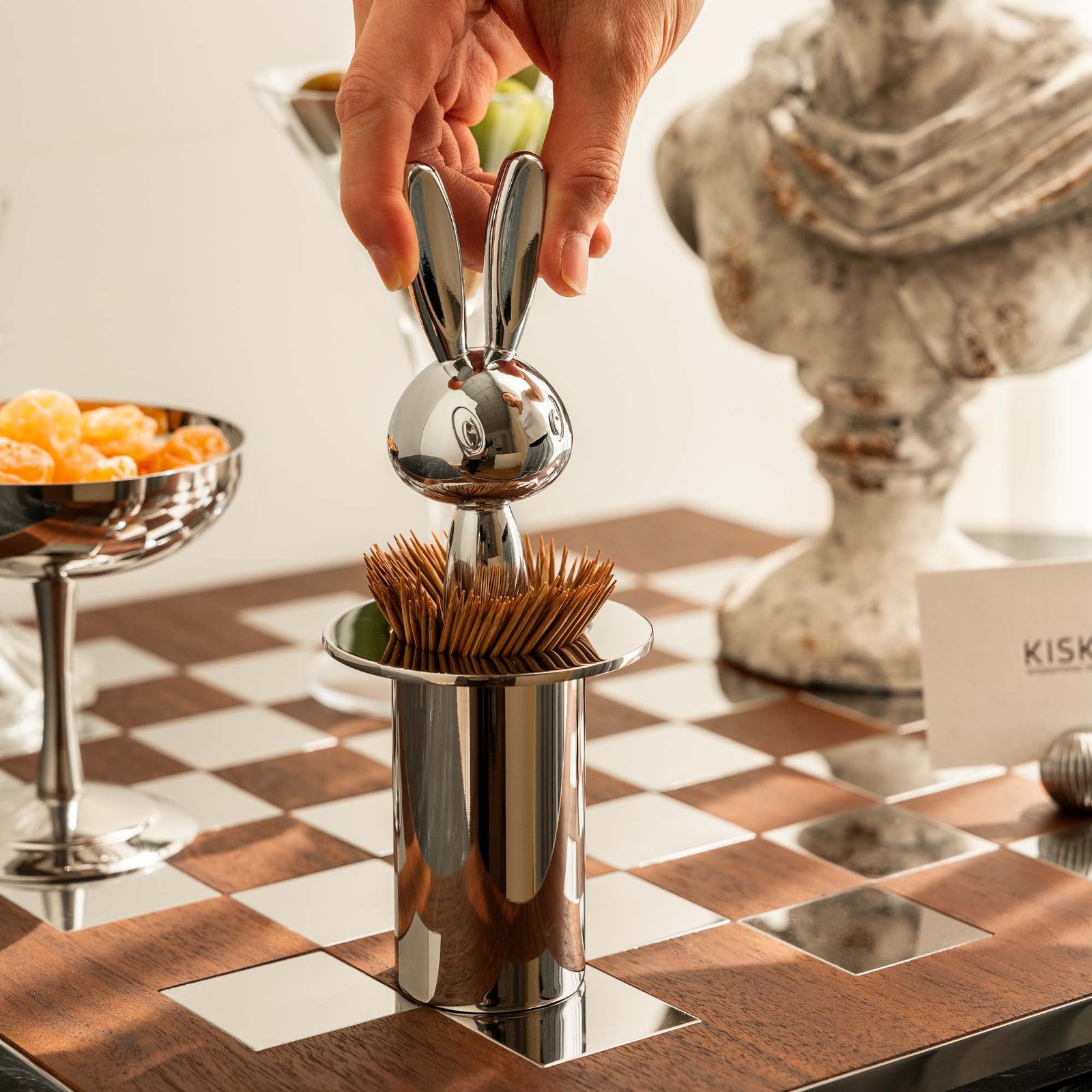 Creative stainless steel lucky bird-shaped toothpick holder, toothpick box, light luxury press-type automatic pop-up toothpick storage jar, home decoration item - Image 12