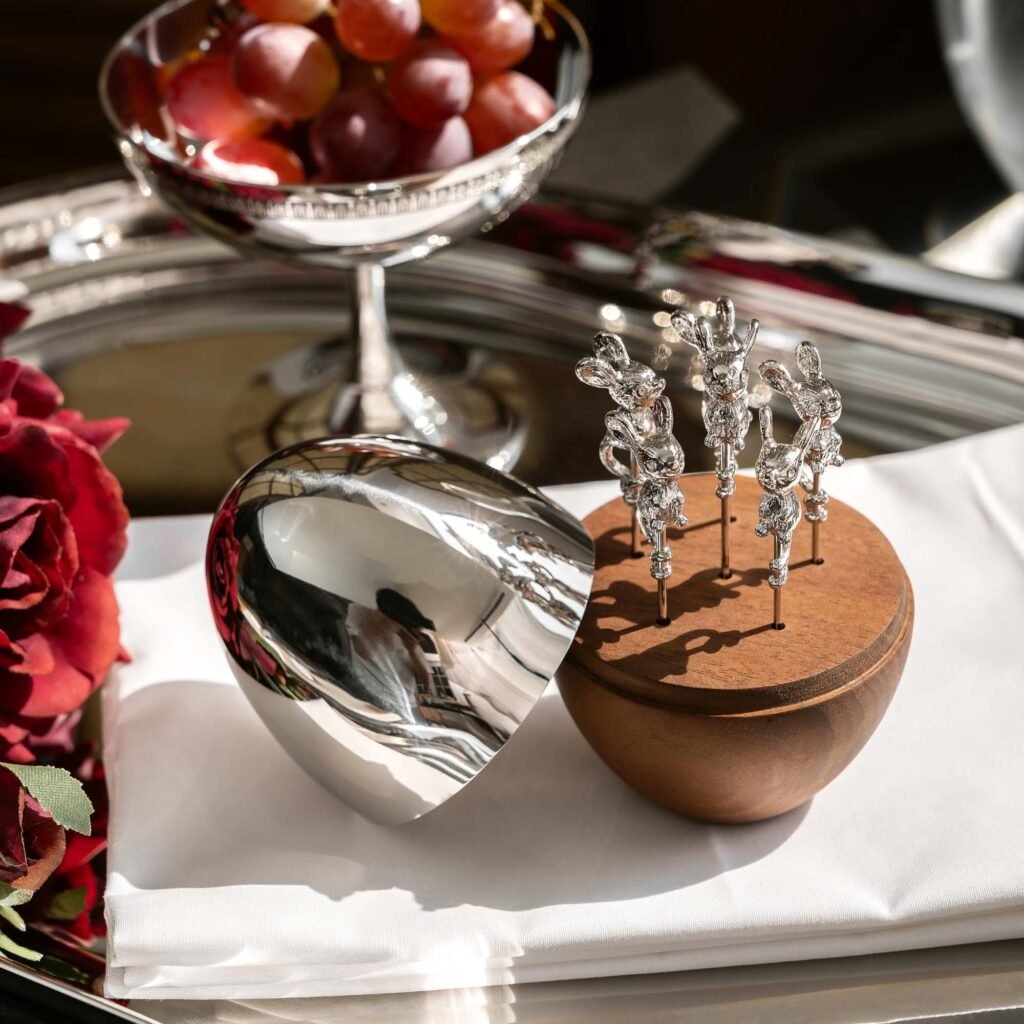 113 7 1 Steel Fruit Picks with Bird Design Holder - Luxury Mirror Polished Stainless Steel Appetizer Forks by Apexerahomelife.