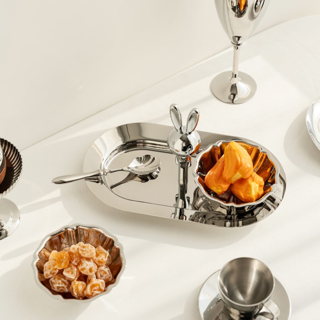 118 5 1 Steel Rabbit Bowl for Whimsical Decor - Luxury Mirror Polished Stainless Steel Bunny Snack Dish by Apexerahomelife.