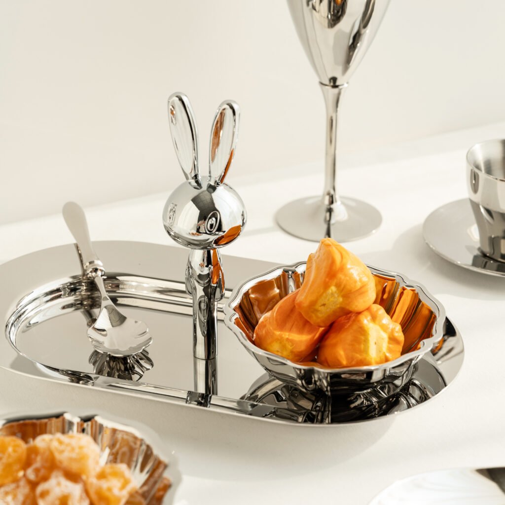 118 8 1 Steel Rabbit Bowl for Whimsical Decor - Luxury Mirror Polished Stainless Steel Bunny Snack Dish by Apexerahomelife.