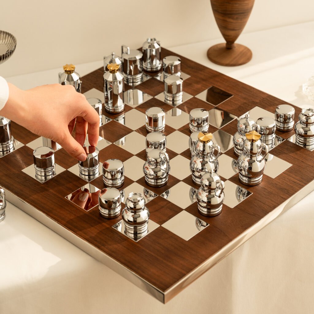 119 8 1 Steel Chess Set for Luxury Collection - Premium Mirror Polished Stainless Steel Chinese Xiangqi Set by Apexerahomelife.