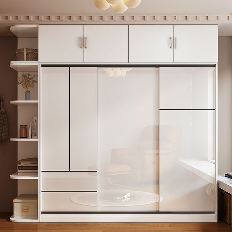 Sepia Modish Manufactured Wood Armoire Cabinet with Soft Close Door, Interior Shelves, and Clothing Rod