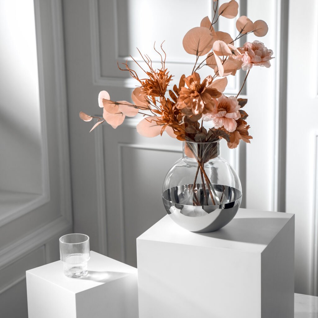 123 3 1 Steel Sphere Vase for Modern Decor - Luxury Mirror Polished Stainless Steel Round Floral Vessel by Apexerahomelife.