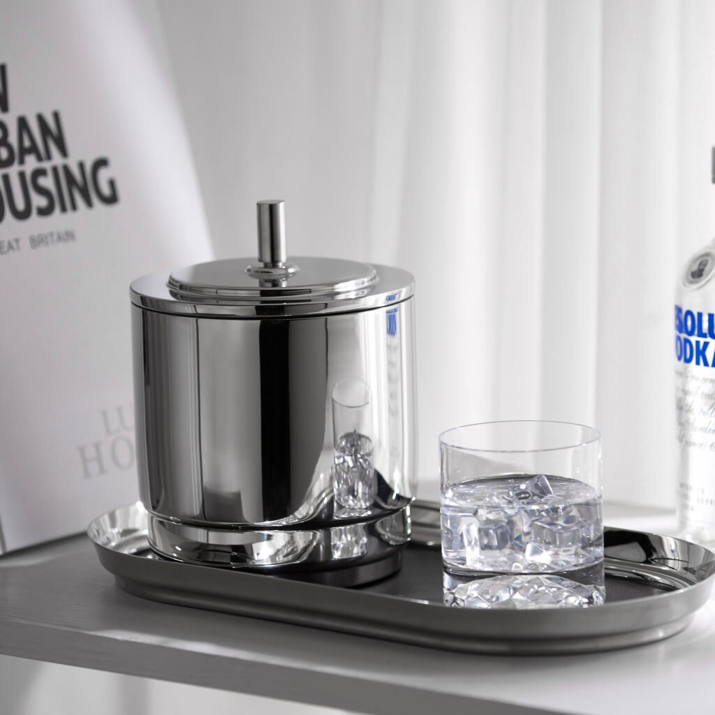 130 3 1 Steel Ice Bucket with Tongs - Luxury Mirror Polished Stainless Steel Wine Chiller by Apexerahomelife.