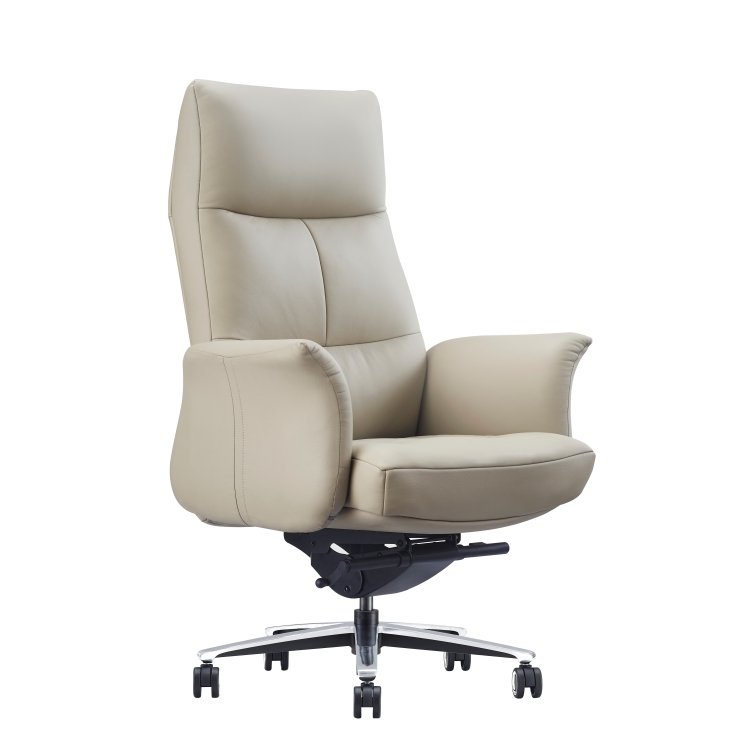 New Product Office Chairs Luxury Ergonomic Executive Genuine Leather Aluminum Modern Leather Office Chair - Image 2