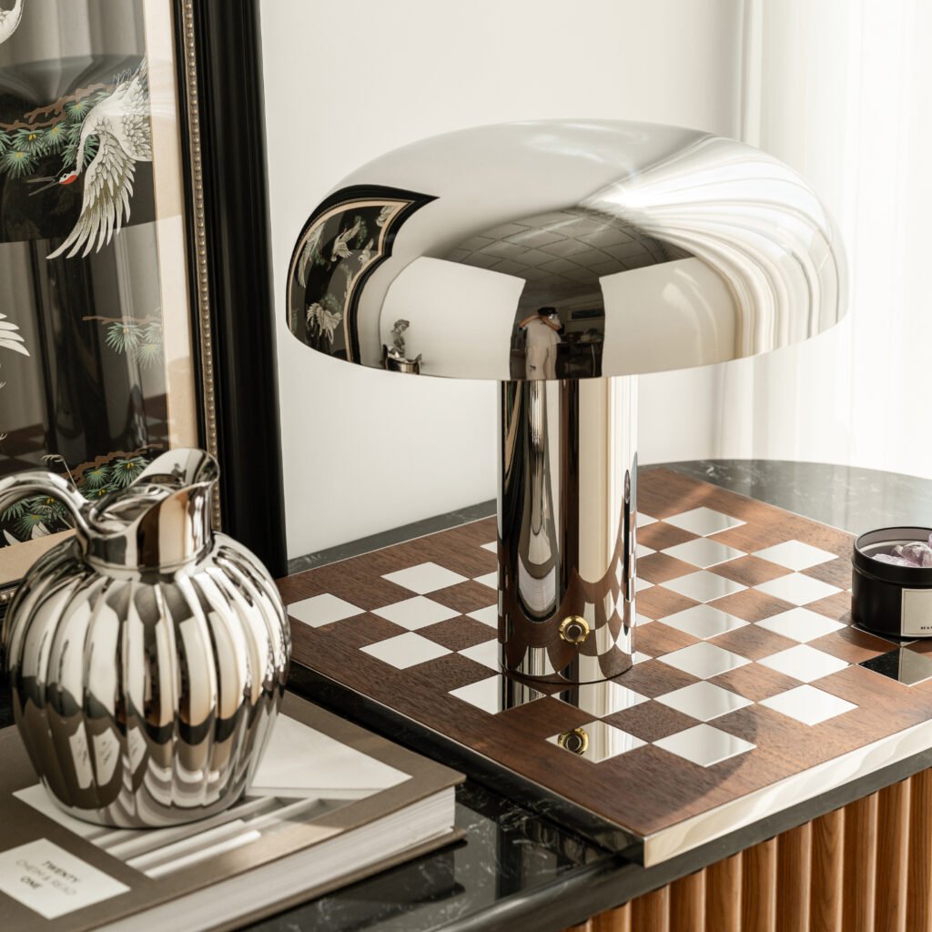 19 2 1 Steel Table Lamp for Minimalist Interiors - Premium Mirror Polished Stainless Steel Mushroom Light by Apexerahomelife.