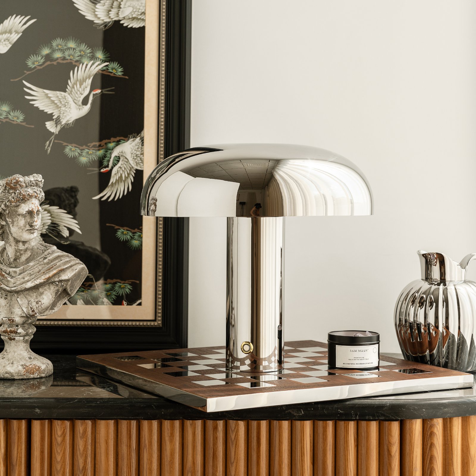 Creative stainless steel desk lamp, light luxury, high-end feeling, bedroom ins, bedside lamp, model room decoration, decoration and decoration, housewarming gift - Image 4