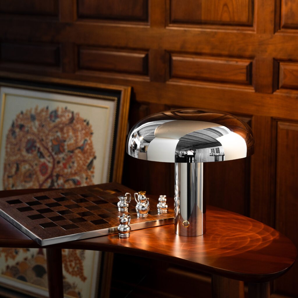 19 4 1 Steel Table Lamp for Minimalist Interiors - Premium Mirror Polished Stainless Steel Mushroom Light by Apexerahomelife.