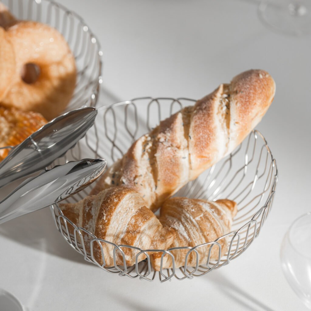 2 2 1 Steel Bread Basket for Artisanal Dining - Premium Mirror Polished Stainless Steel Crinkled Server by Apexerahomelife.