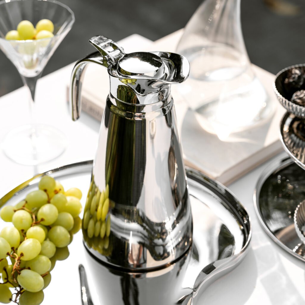 25 5 1 Steel Cylindrical Carafe for Modernist Offices - Premium Mirror Polished Vacuum Insulated Server by Apexerahomelife.