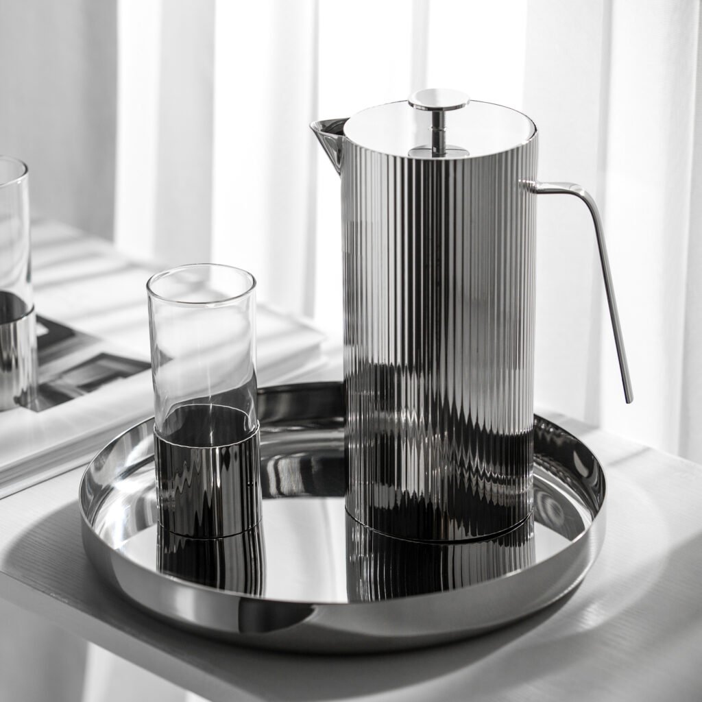26 1 1 Steel Ribbed Carafe for Architectural Offices - Premium Mirror Polished Fluted Insulated Server by Apexerahomelife.