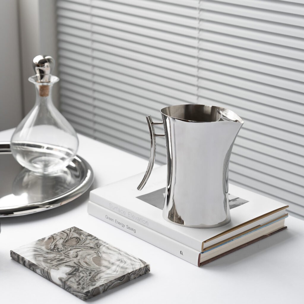 27 2 1 Steel Water Pitcher for Luxury Hospitality - Premium Mirror Polished Stainless Steel Beverage Server by Apexerahomelife.