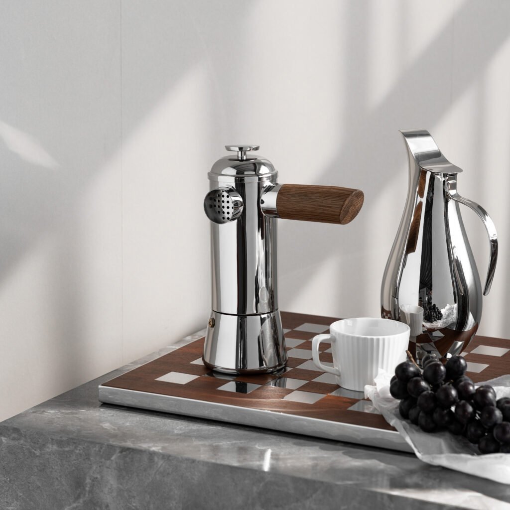 31 1 1 Steel Moka Pitcher for High-End Interiors - Premium Mirror Polished Stainless Steel High-Neck Server by Apexerahomelife.