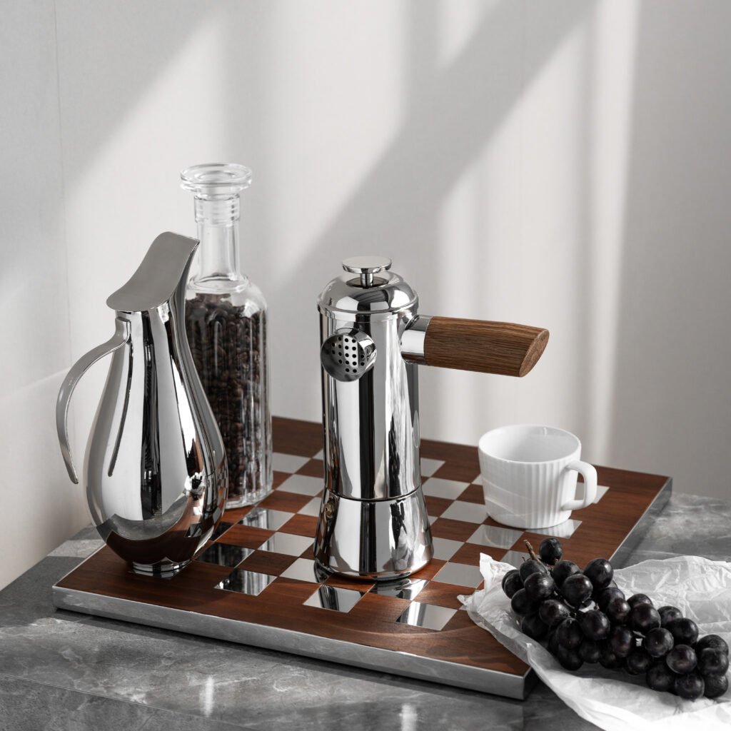31 2 1 Steel Moka Pitcher for High-End Interiors - Premium Mirror Polished Stainless Steel High-Neck Server by Apexerahomelife.