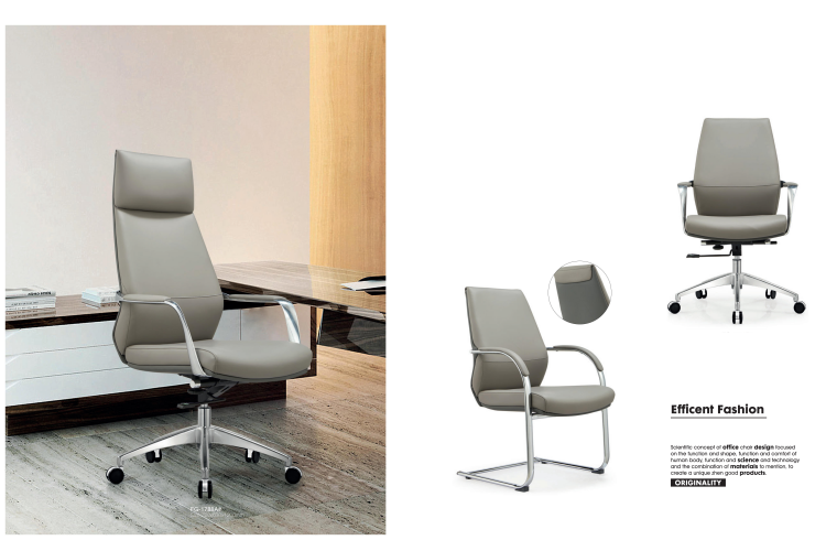 New Product Office Chairs Luxury Ergonomic Executive Genuine Leather Aluminum Modern Leather Office Chair - Image 6