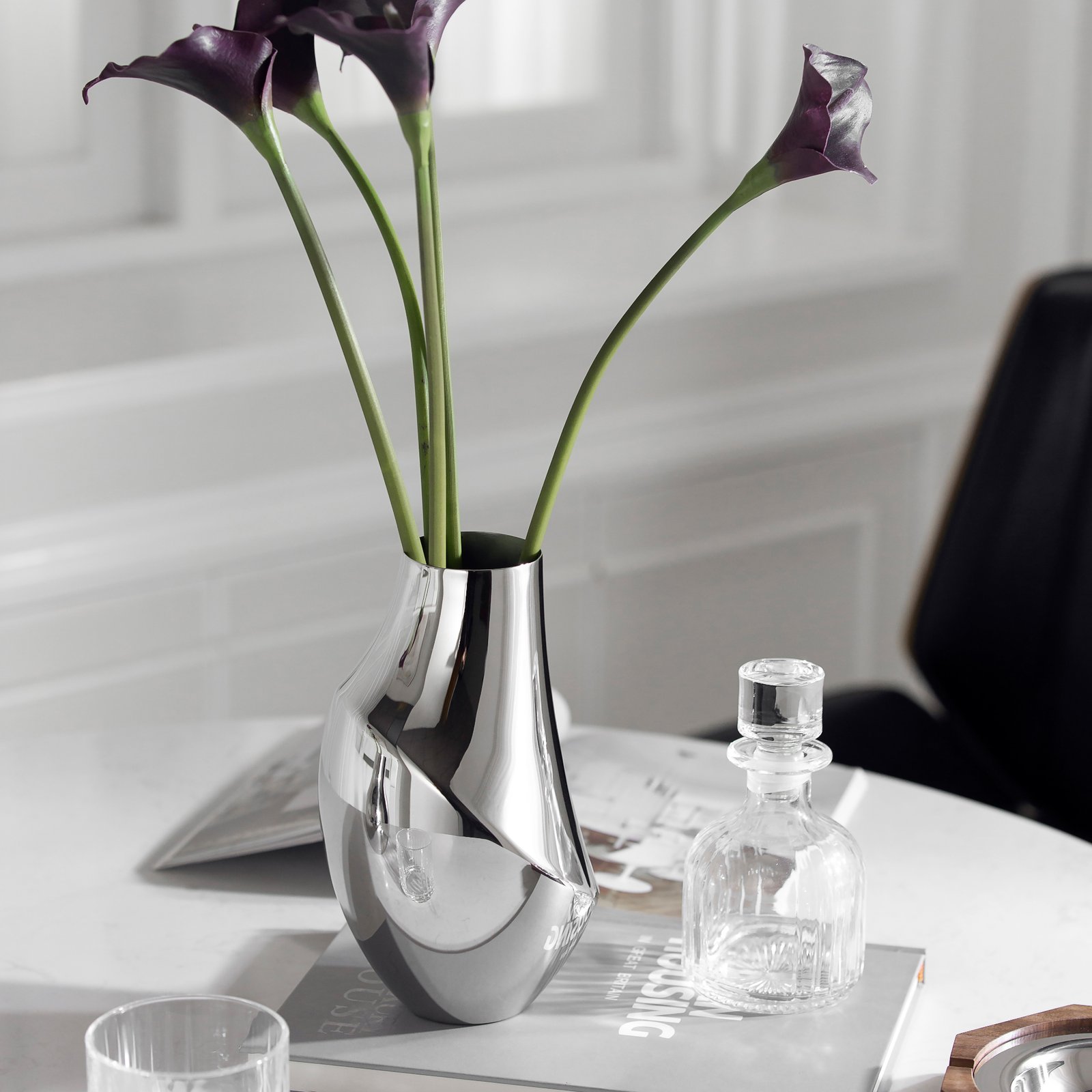 Victoria Metal Stainless Steel Creative Vase, home living room dining table decoration, Wabi-sabi style flower arrangement, housewarming gift - Image 2