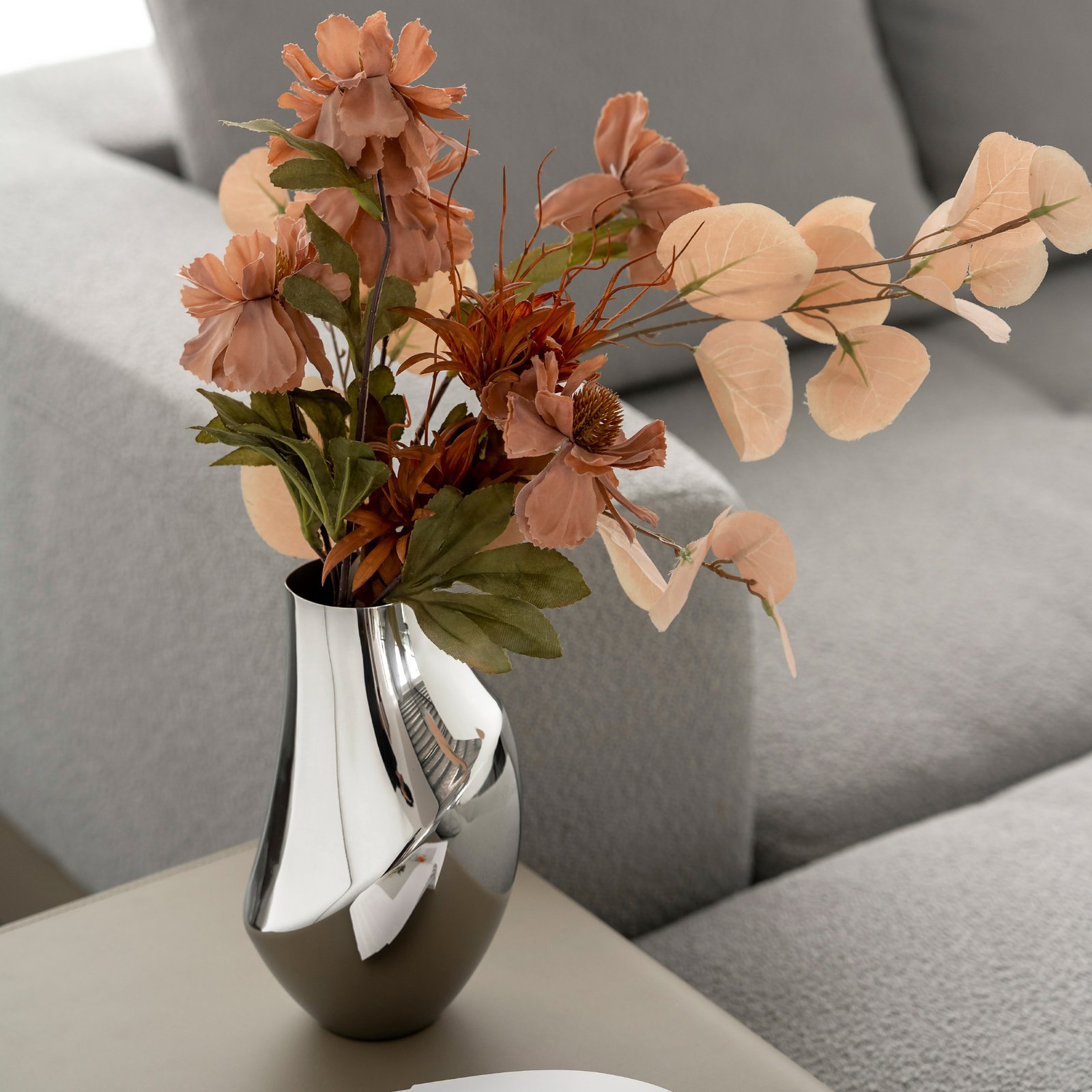 Victoria Metal Stainless Steel Creative Vase, home living room dining table decoration, Wabi-sabi style flower arrangement, housewarming gift - Image 5