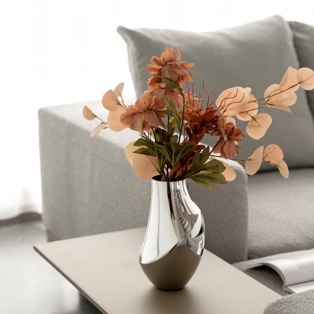 38 5 1 Steel Minimalist Vase for Contemporary Art Spaces - Premium Mirror Polished Stainless Steel Floral Vessel by Apexerahomelife.