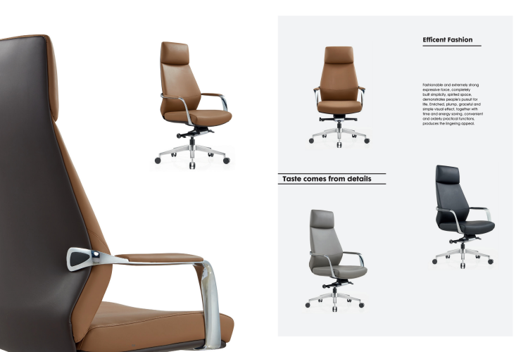 New Product Office Chairs Luxury Ergonomic Executive Genuine Leather Aluminum Modern Leather Office Chair - Image 5