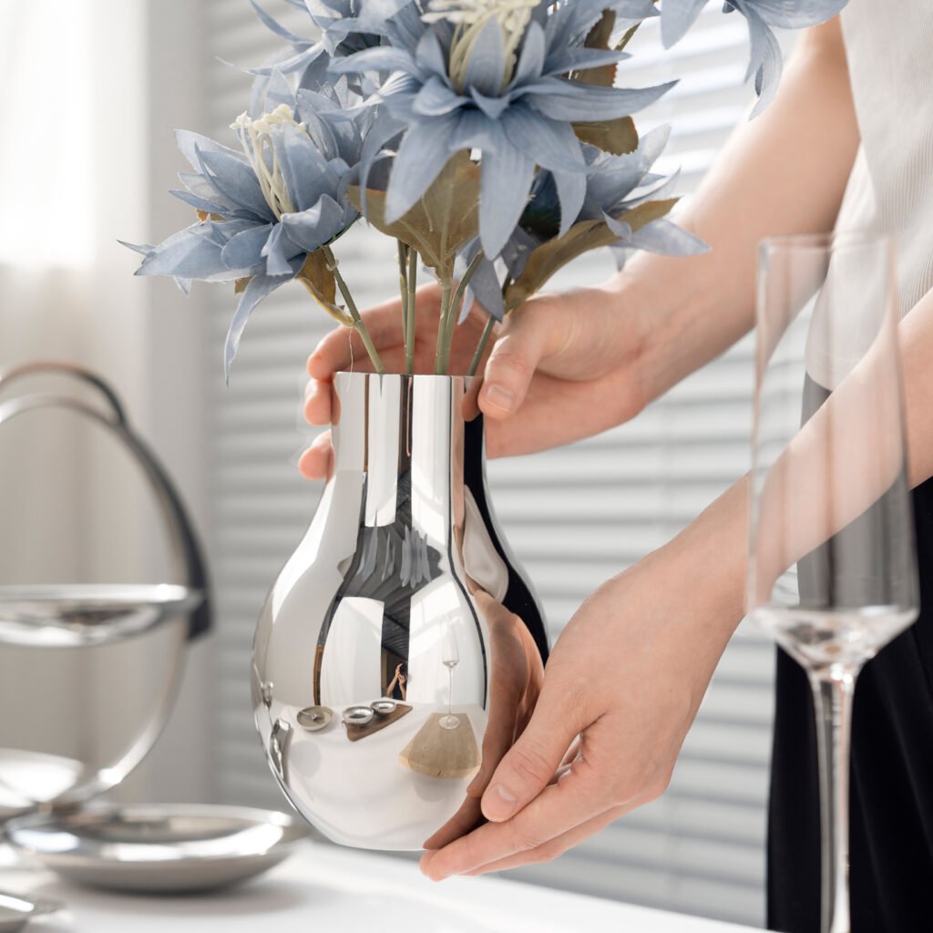 40 5 1 Steel Bulb Vase for Creative Studios - Premium Mirror Polished Stainless Steel Floral Vessel by Apexerahomelife.