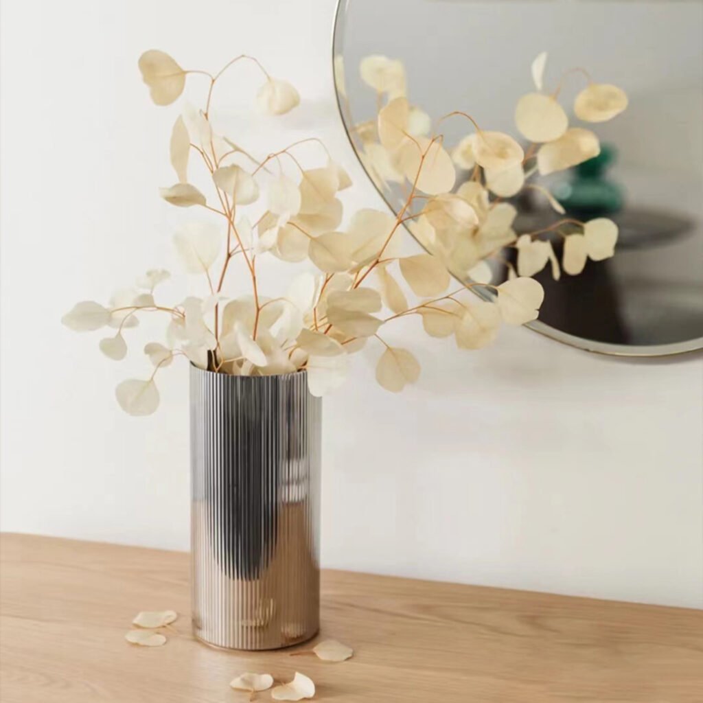41 1 1 Steel Ribbed Vase for Designer Interiors - Premium Mirror Polished Stainless Steel Fluted Vessel by Apexerahomelife.