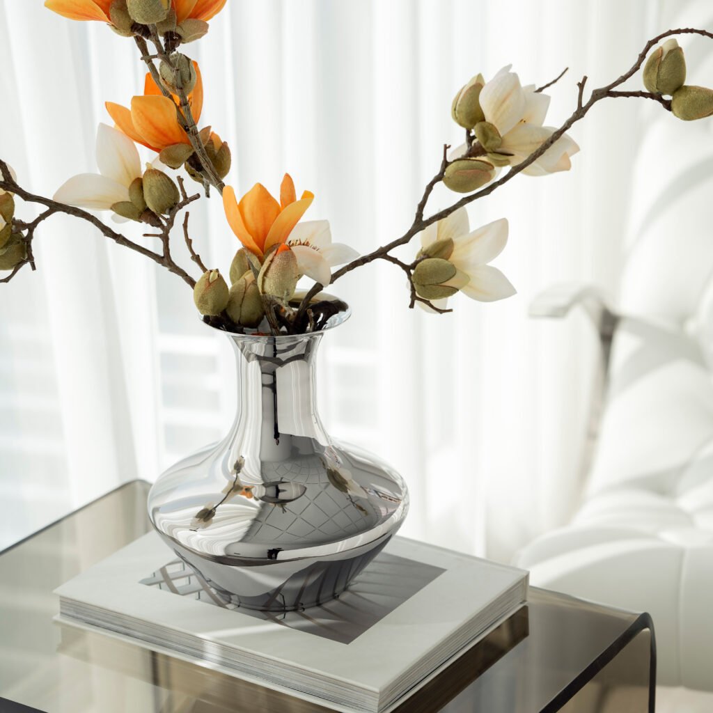 43 7 1 Steel Horseshoe Vase for Avant-Garde Spaces - Premium Mirror Polished Stainless Steel U-Shaped Vessel by Apexerahomelife.