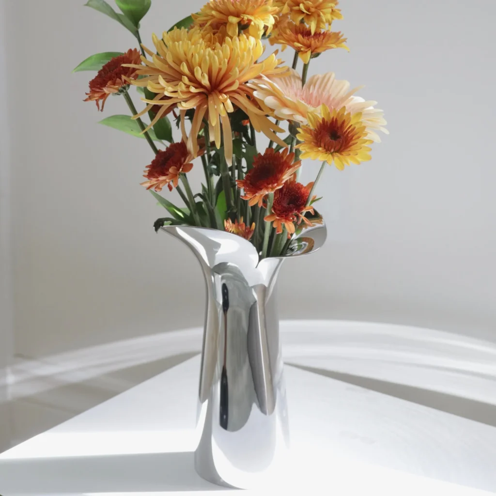 44 4 1 Steel Petal Vase for Boutique Interiors - Premium Mirror Polished Stainless Steel Bud Vessel by Apexerahomelife.
