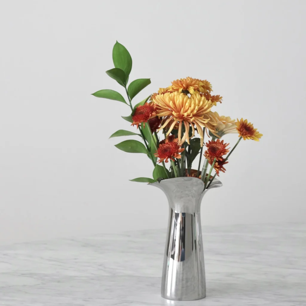 44 5 1 Steel Petal Vase for Boutique Interiors - Premium Mirror Polished Stainless Steel Bud Vessel by Apexerahomelife.