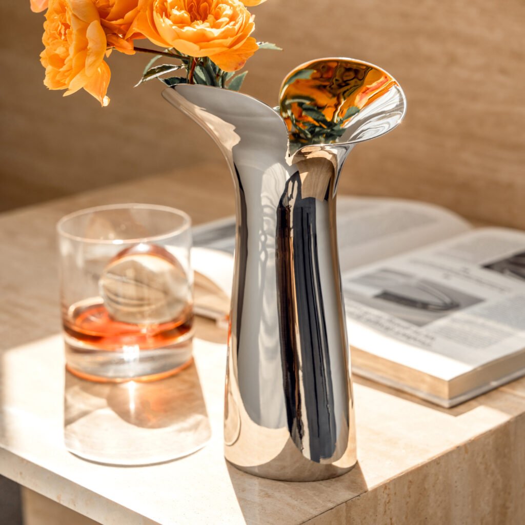 45 4 1 Steel Petal Vase for Boutique Interiors - Premium Mirror Polished Stainless Steel Bud Vessel by Apexerahomelife.