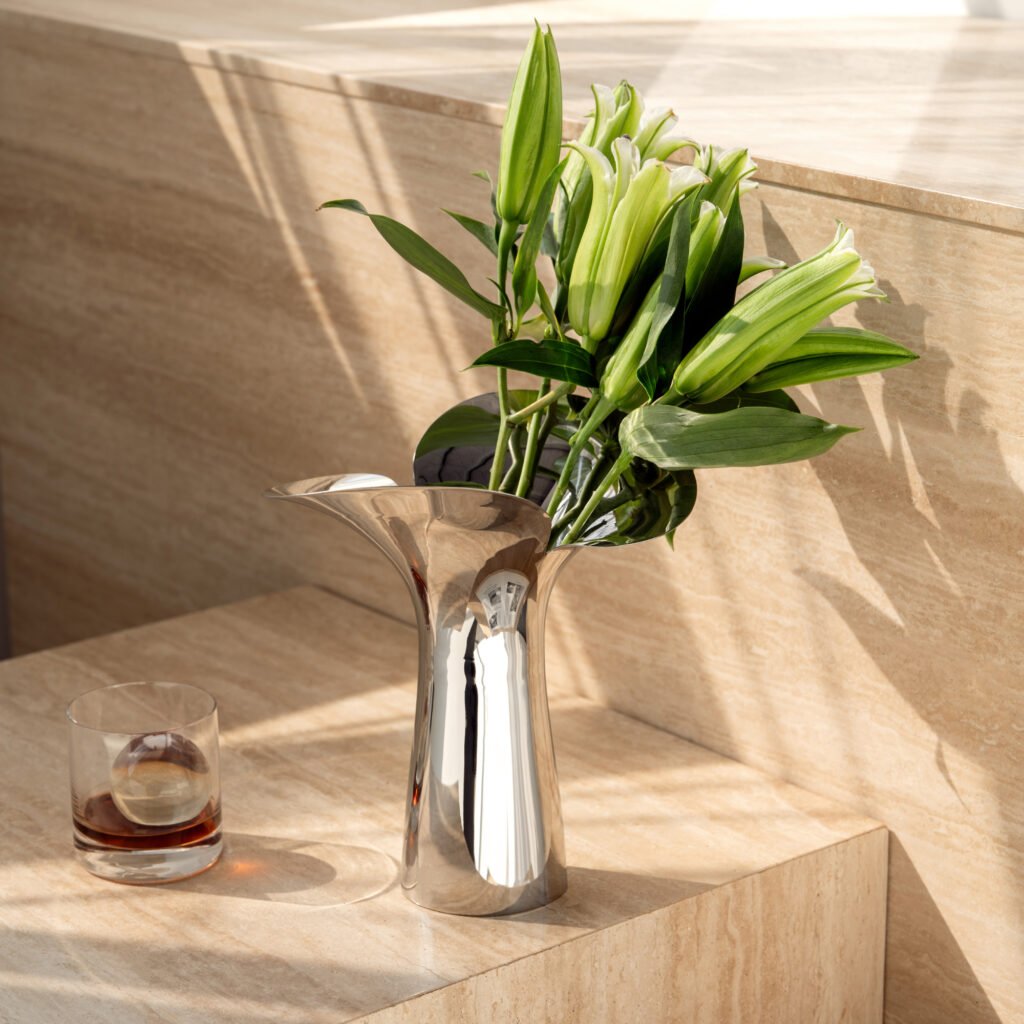 45 6 1 Steel Petal Vase for Boutique Interiors - Premium Mirror Polished Stainless Steel Bud Vessel by Apexerahomelife.