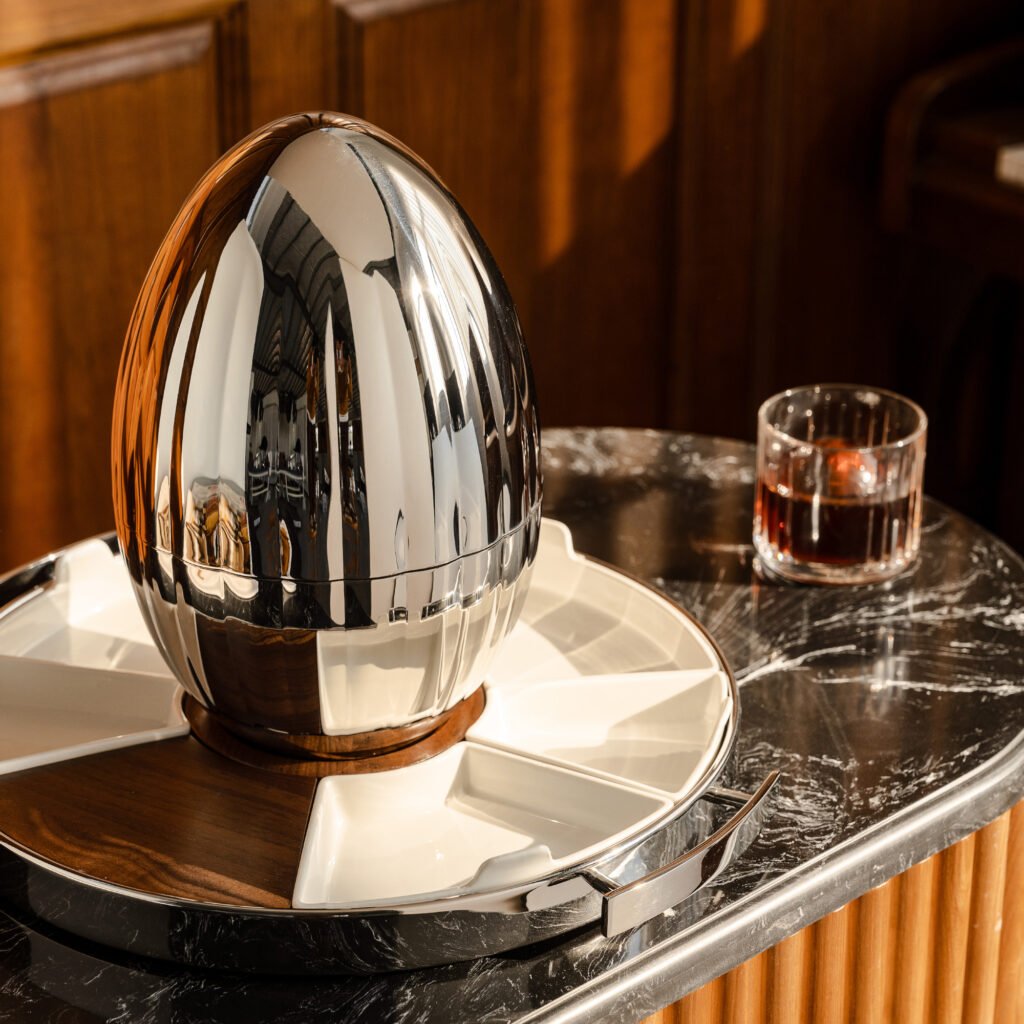 46 1 1 Steel Striped Egg for Luxury Dining - Premium Mirror Polished Stainless Steel Cutlery Caddy by Apexerahomelife.