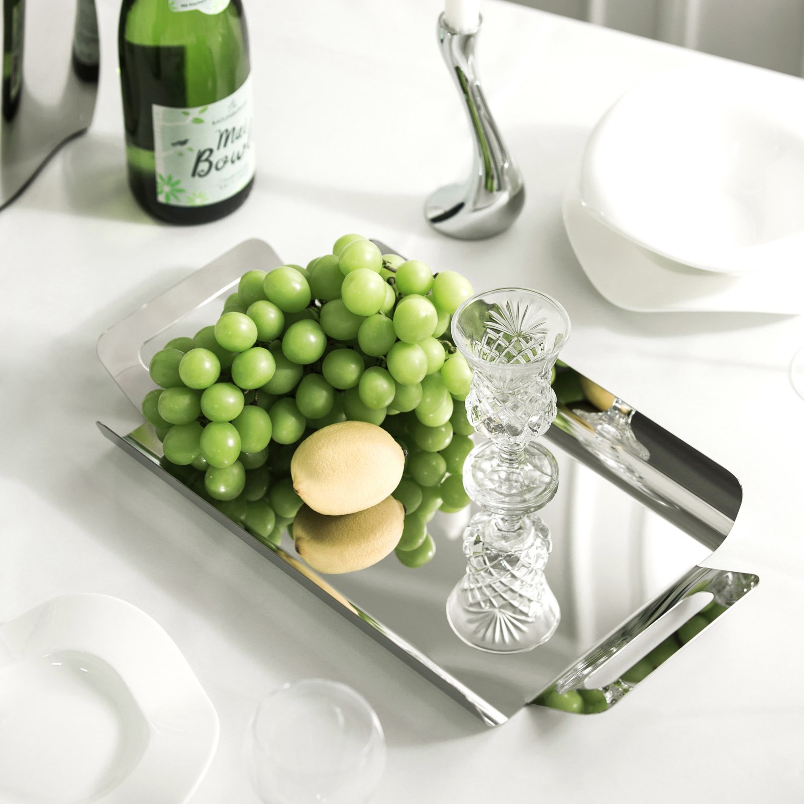 Rectangular European-style large tray water cup plate, household ins stainless steel Western plate, fruit and dessert plate - Image 5