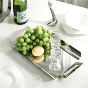 Rectangular European-style large tray water cup plate, household ins stainless steel Western plate, fruit and dessert plate