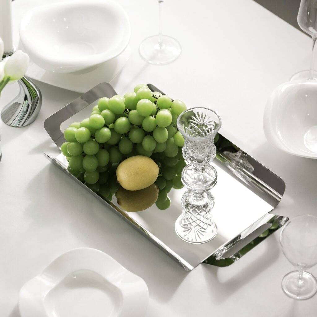 47 5 1 Steel Long Tray for Luxury Hospitality - Premium Mirror Polished Stainless Steel Serving Platter by Apexerahomelife.