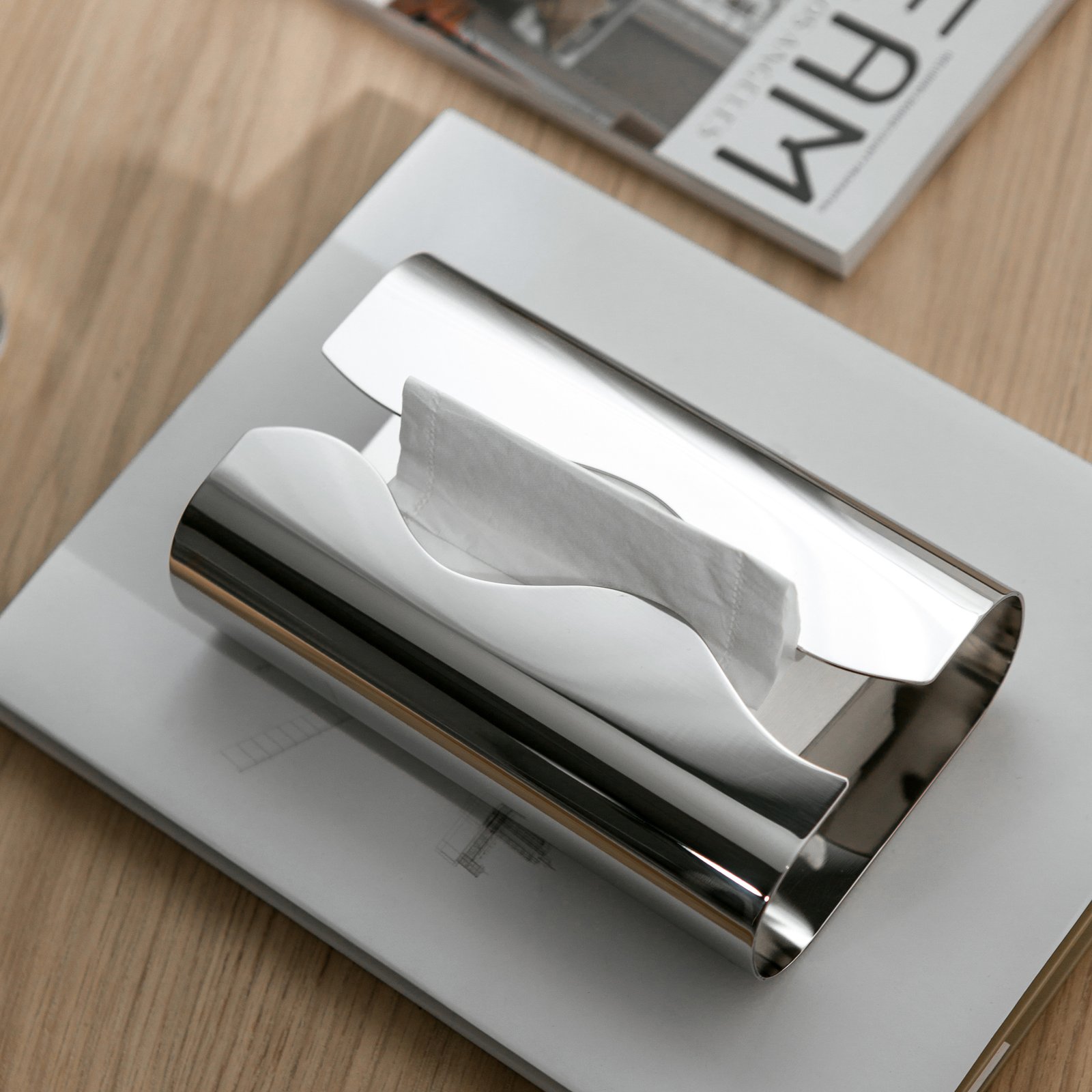 European-style stainless steel creative tissue box, living room coffee table, light luxury face towel storage box, hand drying paper box, tissue box - Image 3