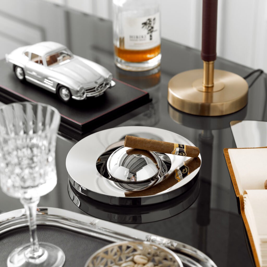 49 4 1 Steel Modern Ashtray for Luxury Lounges - Premium Mirror Polished Stainless Steel Smoking Accessory by Apexerahomelife.