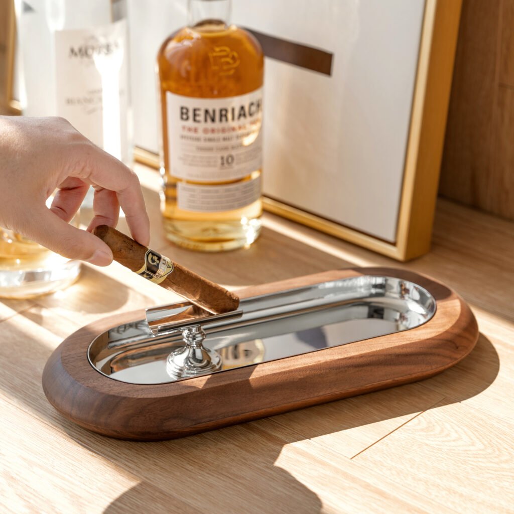 51 3 1 Steel Cigar Ashtray for Luxury Lounges - Premium Mirror Polished Stainless Steel Smoking Basin by Apexerahomelife.