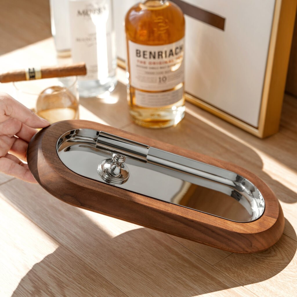 51 4 1 Steel Cigar Ashtray for Luxury Lounges - Premium Mirror Polished Stainless Steel Smoking Basin by Apexerahomelife.