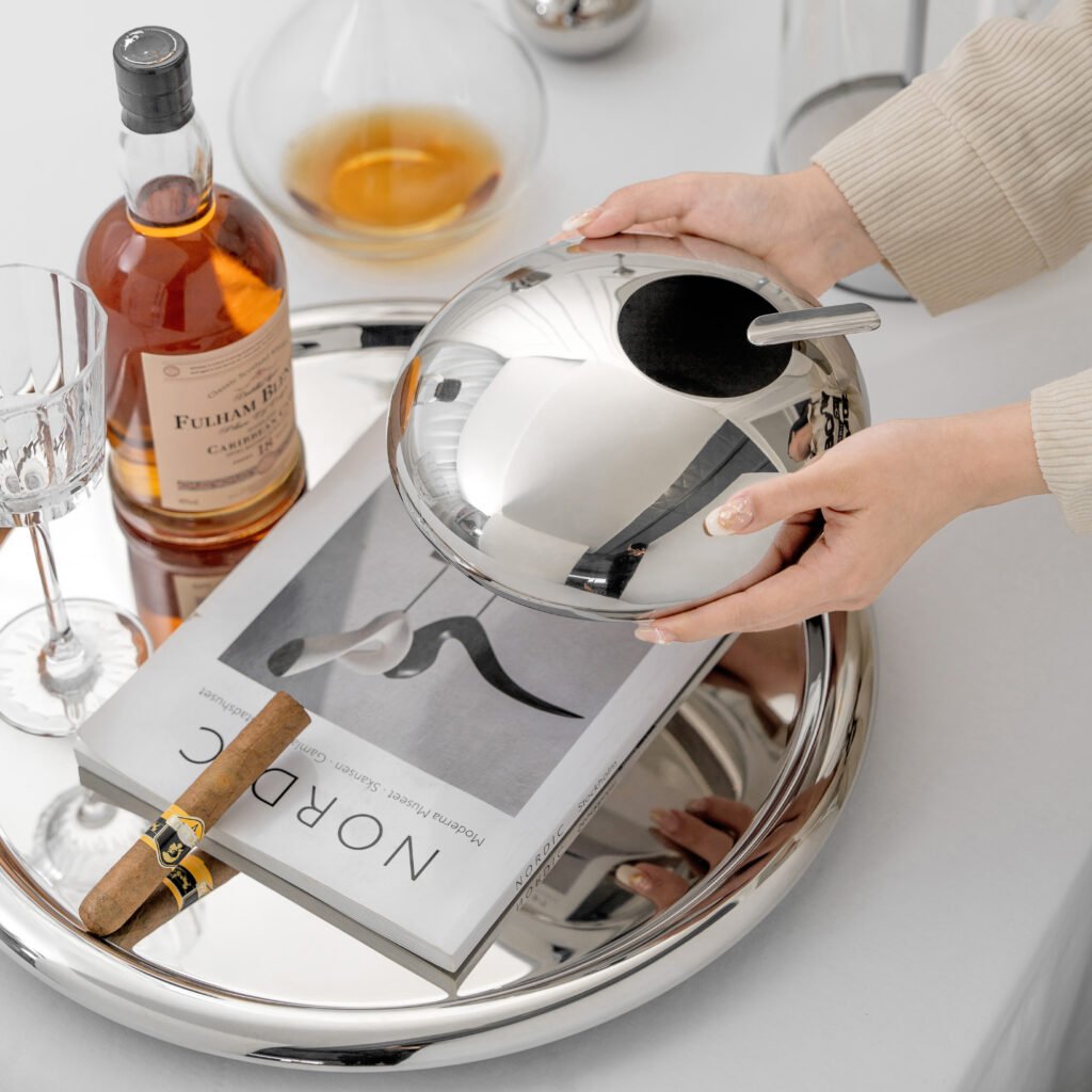 54 6 1 Steel Square Ashtray for Executive Offices - Premium Mirror Polished Stainless Steel Smoking Basin by Apexerahomelife.