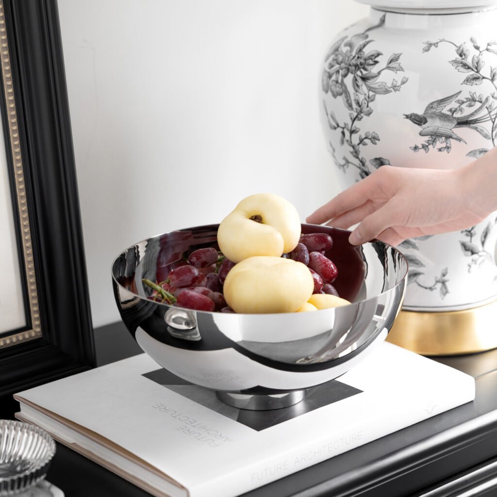 61 6 1 Steel Circular Platter for Luxury Display - Premium Mirror Polished Stainless Steel Fruit Base by Apexerahomelife.