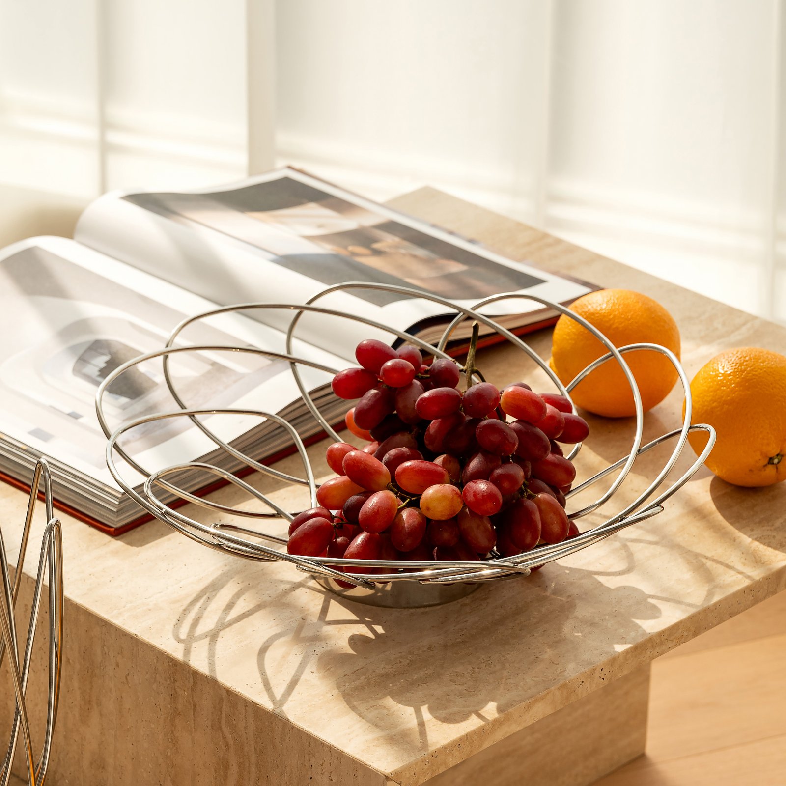 Nordic style ins light luxury creative design, stainless steel creative modern living room, household coffee table, fruit plate, fruit basket, model room decoration - Image 2