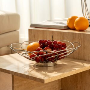 Simple and creative stainless steel home, living room coffee table, round petal-shaped fruit basket, European-style fruit plate, storage plate, decoration, housewarming gift