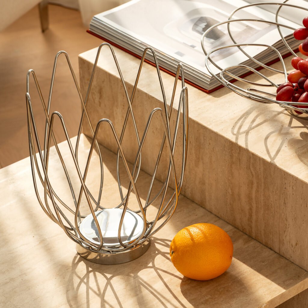 63 1 1 Apexerahomelife Majestic Stainless Steel Bud Basket Mirror Polished Woven Fruit Bowl